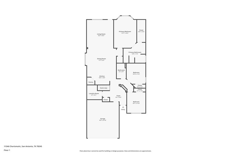2,095/Mo, 11346 Charismatic San Antonio, TX 78245 Floorplan View