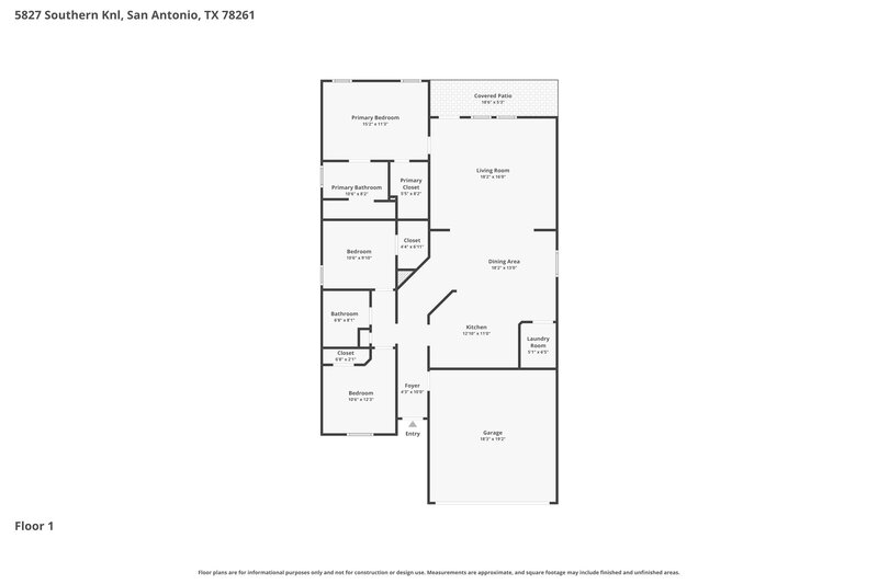 1,970/Mo, 5827 Southern Knoll San Antonio, TX 78261 Floor Plan View