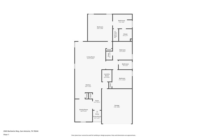 1,570/Mo, 2503 Barbwire Way San Antonio, TX 78244 Floor Plan View