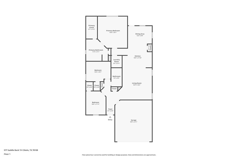 1,905/Mo, 577 Saddle Back Trail Cibolo, TX 78108 Floor Plan View