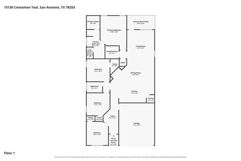 2,205/Mo, 15130 Cinnamon Teal San Antonio, TX 78253 Floor Plan View