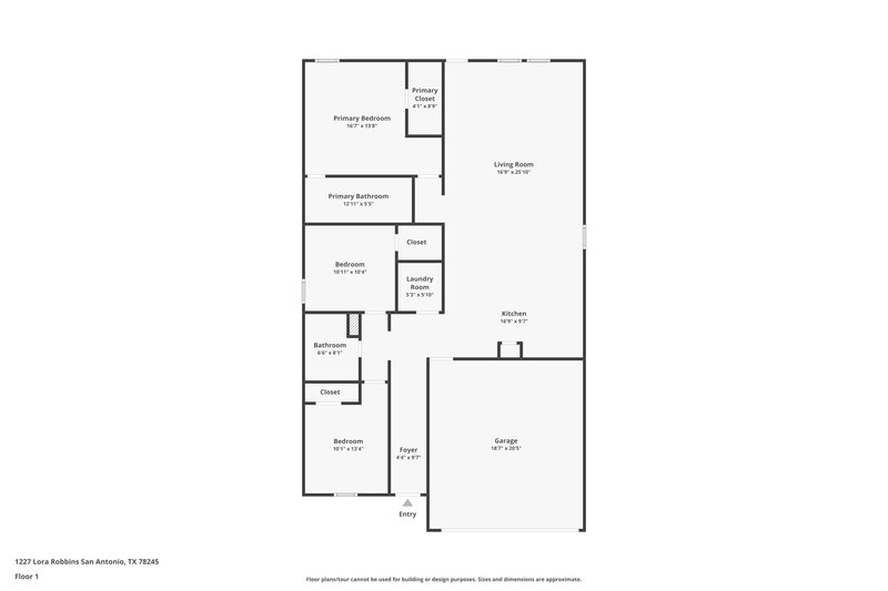 1,700/Mo, 1227 Lora Robbins San Antonio, TX 78245 Floor Plan View