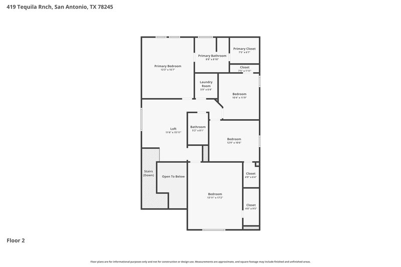 1,810/Mo, 419 Tequila Rnch San Antonio, TX 78245 Floorplan View 2