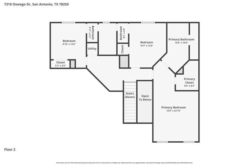 1,830/Mo, 7310 Oswego Dr San Antonio, TX 78250 Floor Plan View