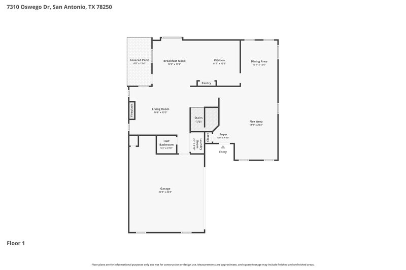 1,830/Mo, 7310 Oswego Dr San Antonio, TX 78250 Floor Plan View 2