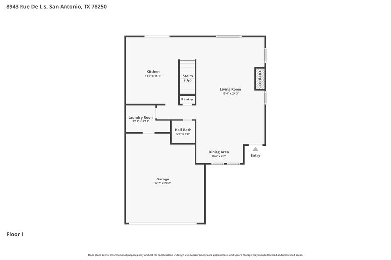 1,750/Mo, 8943 Rue de Lis San Antonio, TX 78250 Floor Plan View