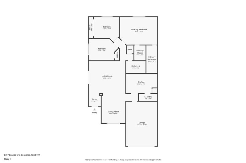 1,740/Mo, 8767 Seneca Crk Converse, TX 78109 Floor Plan View