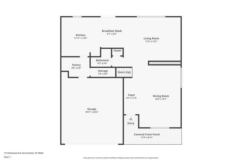 1,750/Mo, 11118 Geneva Frd San Antonio, TX 78254 Floor Plan View