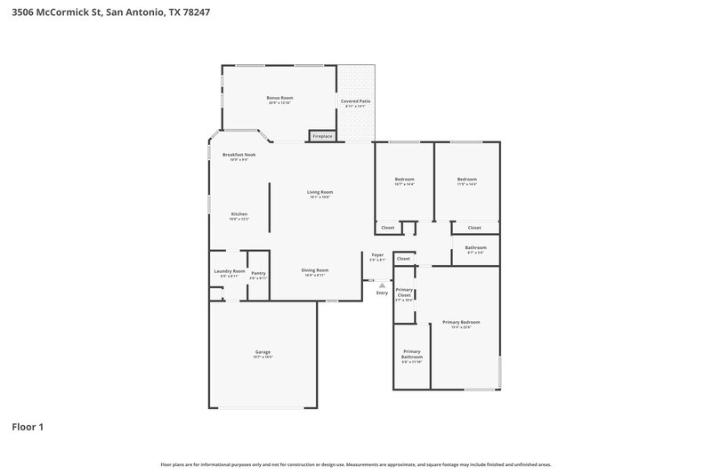 2,075/Mo, 3506 McCormick St San Antonio, TX 78247 Floor Plan View