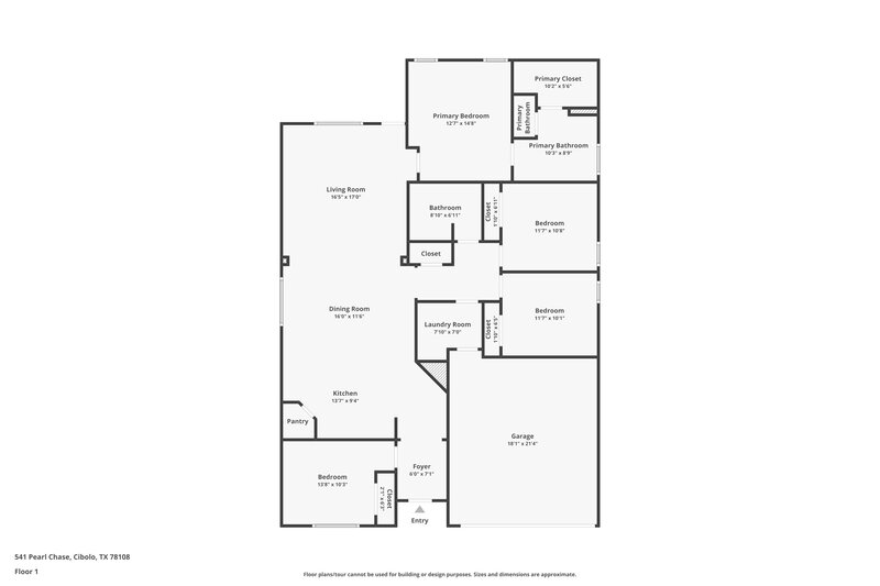 2,060/Mo, 541 Pearl Chase Cibolo, TX 78108 Floor Plan View