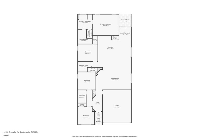 1,725/Mo, 14106 Cremello Fls San Antonio, TX 78254 Floor Plan View