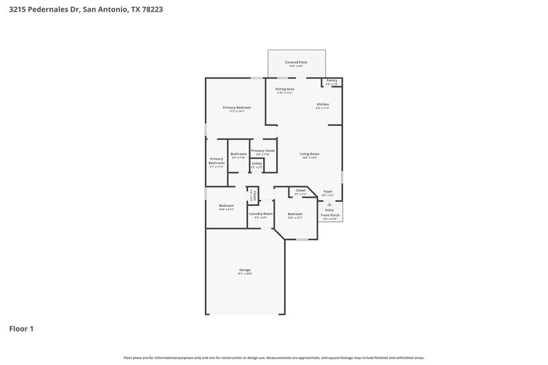 1,570/Mo, 3215 Pedernales Dr San Antonio, TX 78223 Floor Plan View
