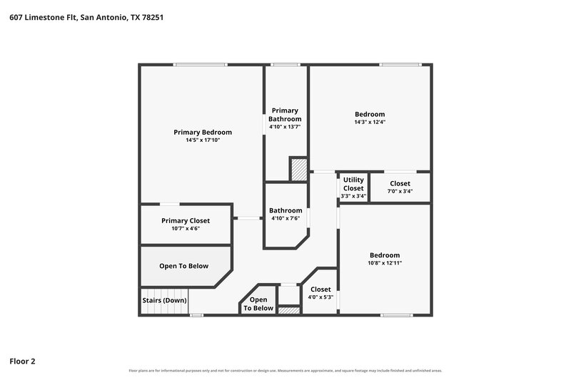 1,770/Mo, 607 Limestone Flt San Antonio, TX 78251 Floor Plan View 2