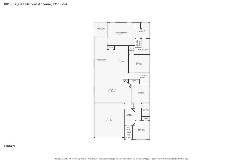 1,725/Mo, 8850 Belgian Fls San Antonio, TX 78254 Floor Plan View