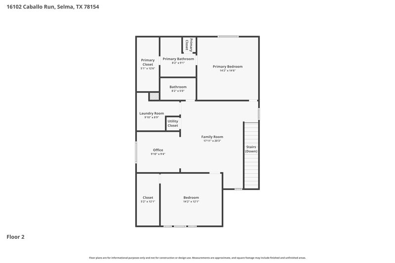 1,920/Mo, 16102 Caballo Run Selma, TX 78154 Floor Plan View 2