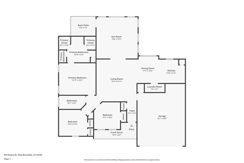 1,620/Mo, 819 Hueco Dr New Braunfels, TX 78130 Floor Plan View