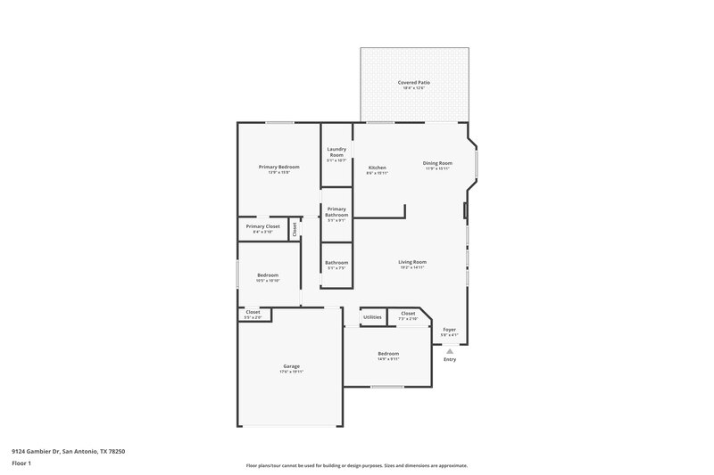 1,750/Mo, 9124 Gambier Dr San Antonio, TX 78250 Floor Plan View