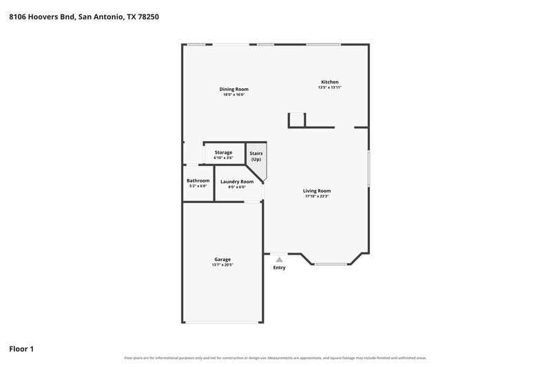 1,825/Mo, 8106 Hoovers Bnd San Antonio, TX 78250 Floor Plan View 2