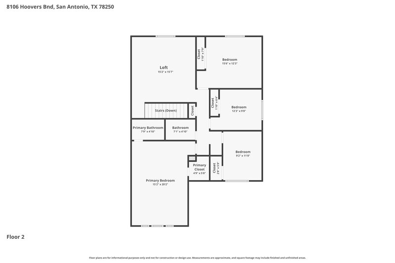 1,970/Mo, 8106 Hoovers Bnd San Antonio, TX 78250 Floorplan View 2