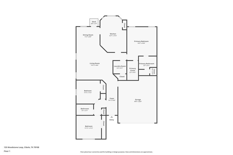 1,470/Mo, 135 Woodstone Loop Cibolo, TX 78108 Floor Plan View