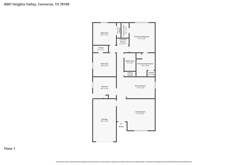 1,435/Mo, 8007 Heights Valley Converse, TX 78109 Floor Plan View