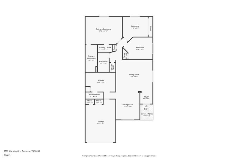 1,310/Mo, 8339 Morning Grove Dr Converse, TX 78109 Floor Plan View
