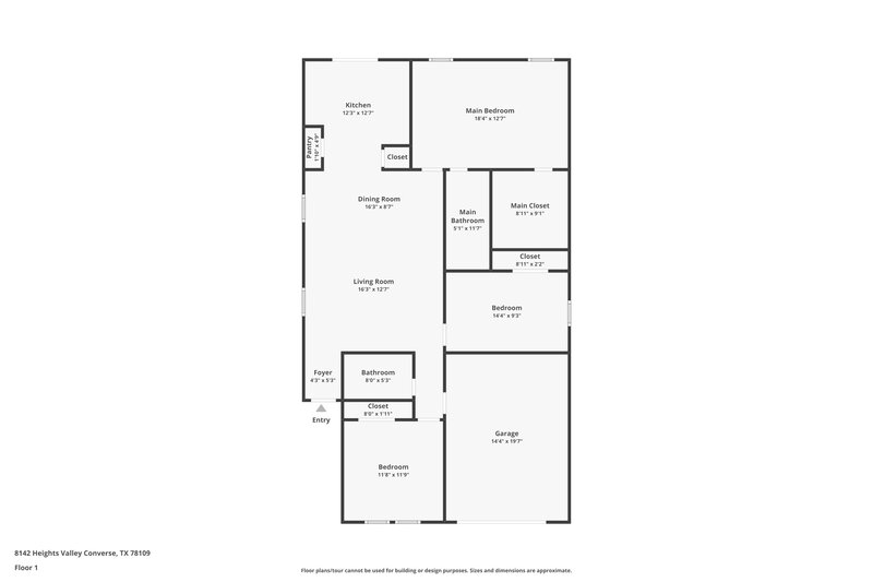 1,435/Mo, 8142 Heights Valley Converse, TX 78109 Floor Plan View