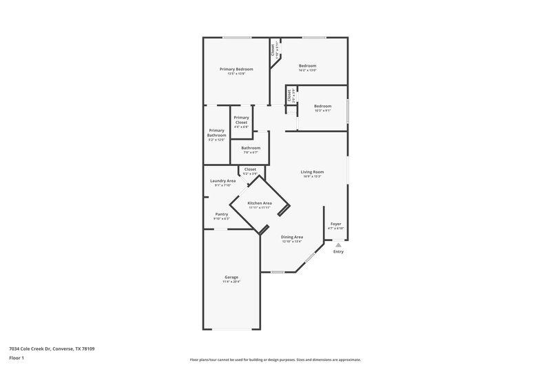 1,315/Mo, 7034 Cole Creek Dr Converse, TX 78109 Floor Plan View
