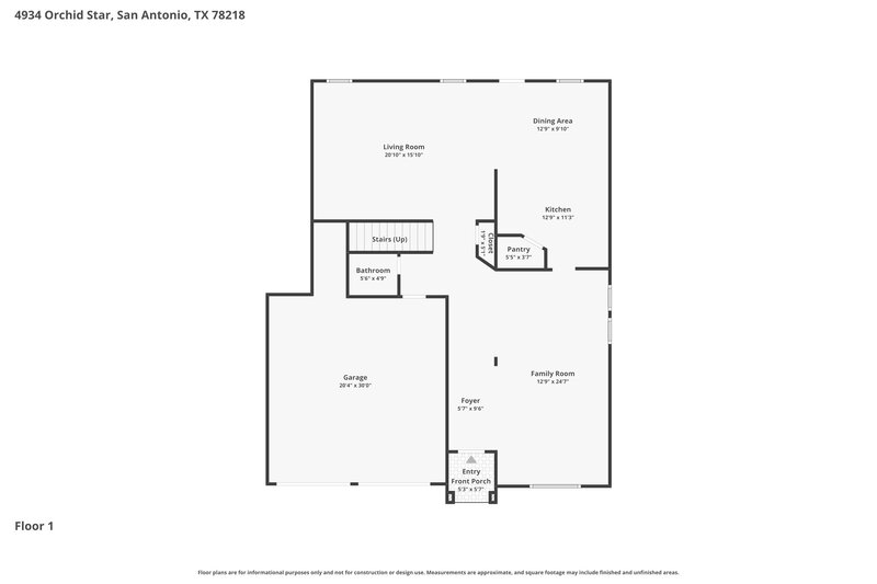 1,700/Mo, 4934 Orchid Star San Antonio, TX 78218 Floor Plan View