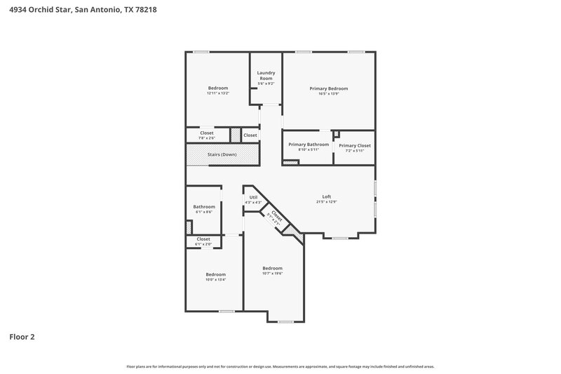 1,700/Mo, 4934 Orchid Star San Antonio, TX 78218 Floor Plan View 2