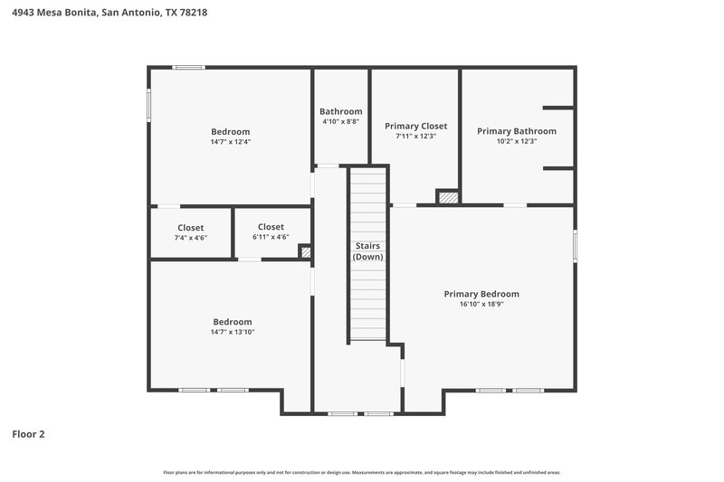 1,555/Mo, 4943 Mesa Bonita San Antonio, TX 78218 Floor Plan View 2