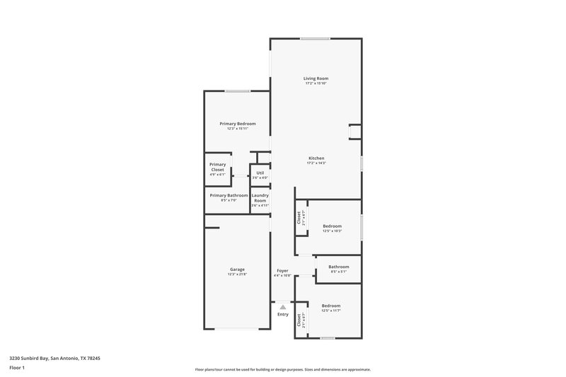 1,495/Mo, 3230 Sunbird Bay San Antonio, TX 78245 Floor Plan View