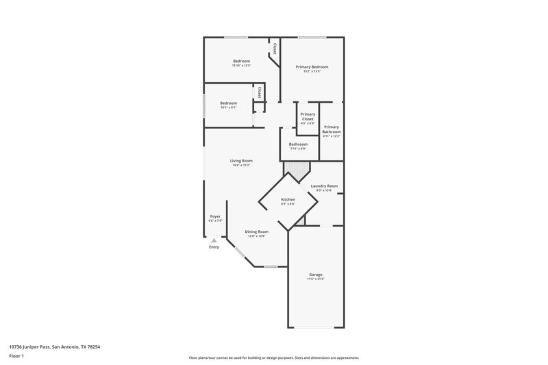 1,505/Mo, 10736 Juniper Pass San Antonio, TX 78254 Floor Plan View