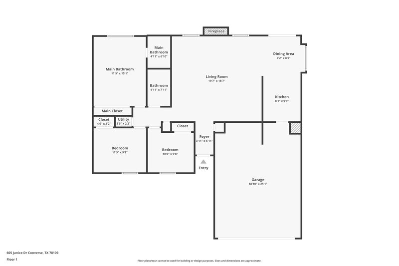 1,445/Mo, 605 Janice Dr Converse, TX 78109 Floor Plan View