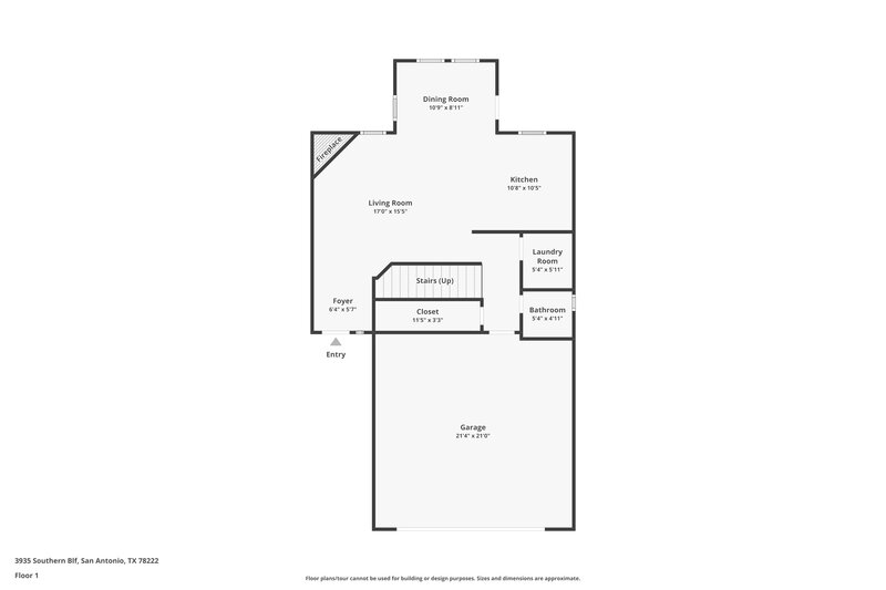 1,820/Mo, 3935 Southern Bluff San Antonio, TX 78222 Floor Plan View