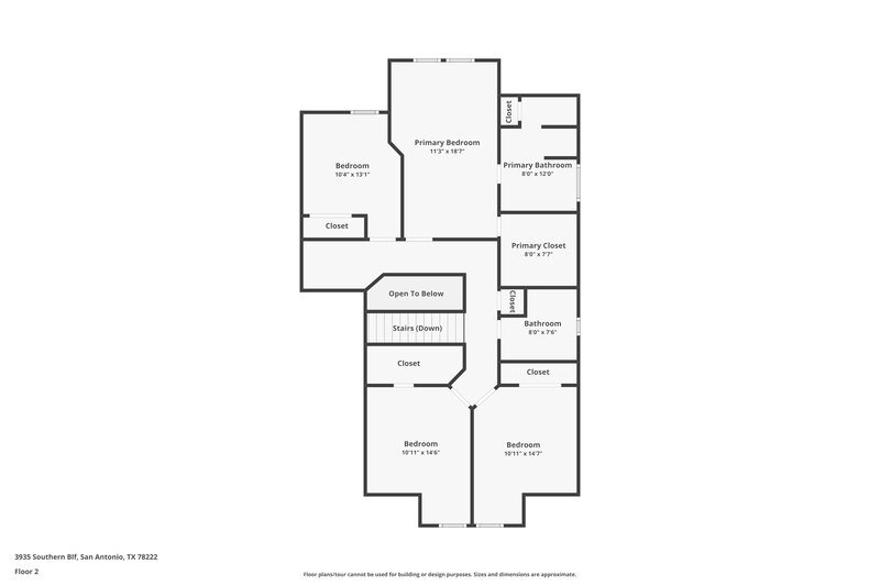 1,820/Mo, 3935 Southern Bluff San Antonio, TX 78222 Floor Plan View 2