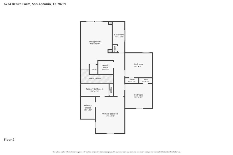 1,560/Mo, 6734 Benke Farm San Antonio, TX 78239 Floor Plan View 2