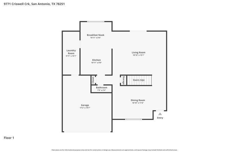1,840/Mo, 9771 Criswell Creek San Antonio, TX 78251 Floor Plan View