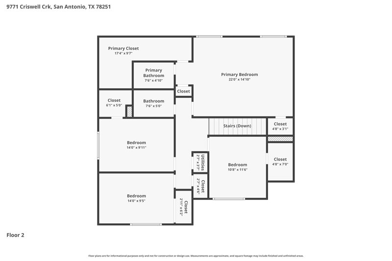 1,840/Mo, 9771 Criswell Creek San Antonio, TX 78251 Floor Plan View 2
