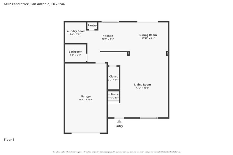 1,485/Mo, 6102 Candletree San Antonio, TX 78244 Floor Plan View