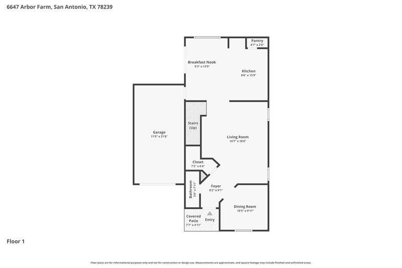 1,725/Mo, 6647 Arbor Farm San Antonio, TX 78239 Floor Plan View