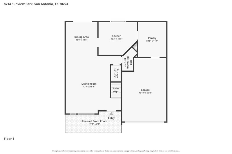 1,650/Mo, 8714 Sunview Park San Antonio, TX 78224 Floor Plan View