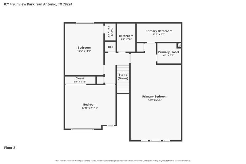 1,650/Mo, 8714 Sunview Park San Antonio, TX 78224 Floor Plan View 2