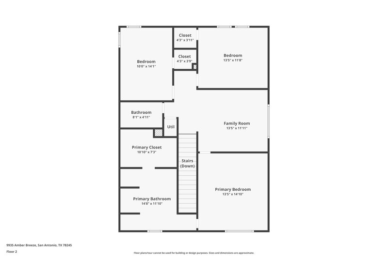 1,370/Mo, 9935 Amber Breeze San Antonio, TX 78245 Floor Plan View 2