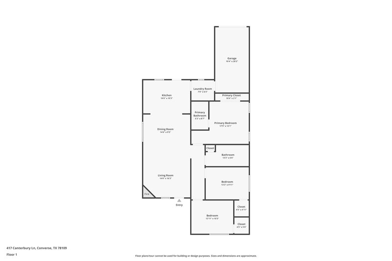 1,295/Mo, 417 Canterbury Ln Converse, TX 78109 Floor Plan View