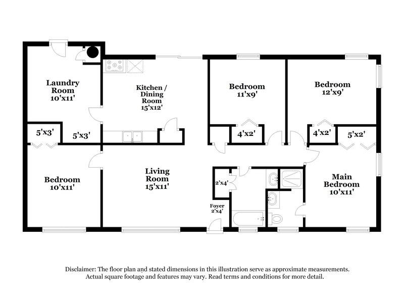 1,340/Mo, 4427 Hampstead St San Antonio, TX 78220 Floor Plan View