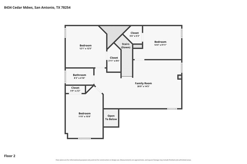 1,960/Mo, 8434 Cedar Mdws San Antonio, TX 78254 Floor Plan View