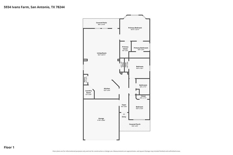 1,665/Mo, 5934 Ivans Farm San Antonio, TX 78244 Floor Plan View