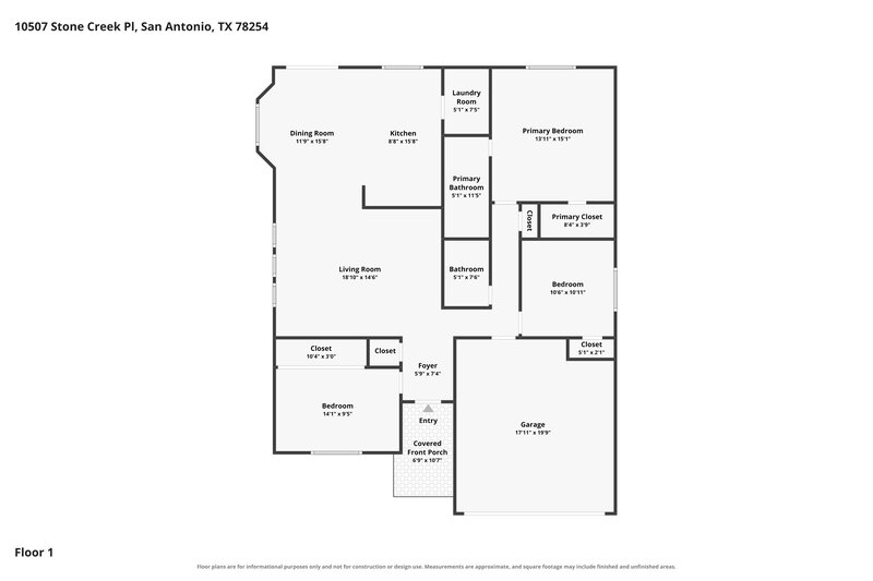 1,815/Mo, 10507 Stone Creek Pl San Antonio, TX 78254 Floor Plan View