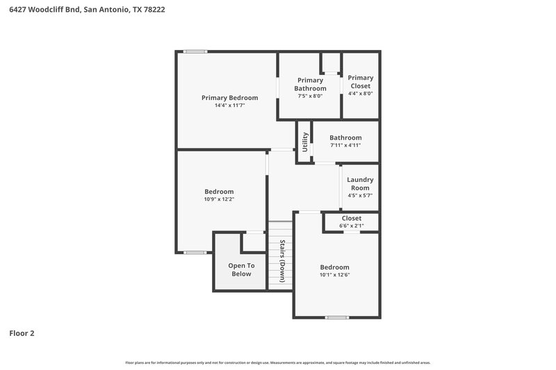 1,630/Mo, 6427 Woodcliff Bnd San Antonio, TX 78222 Floor Plan View